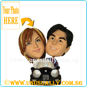 Custom 3D Sweet Lovely Couple In Black Car Figurines